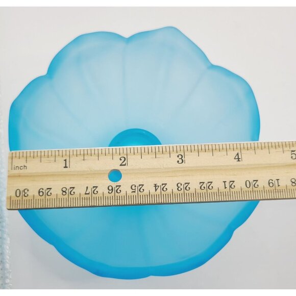 Westmoreland Lotus Blue Satin Mist Set of 2 Candle Holders Vintage Lovecore - Picture 11 of 12